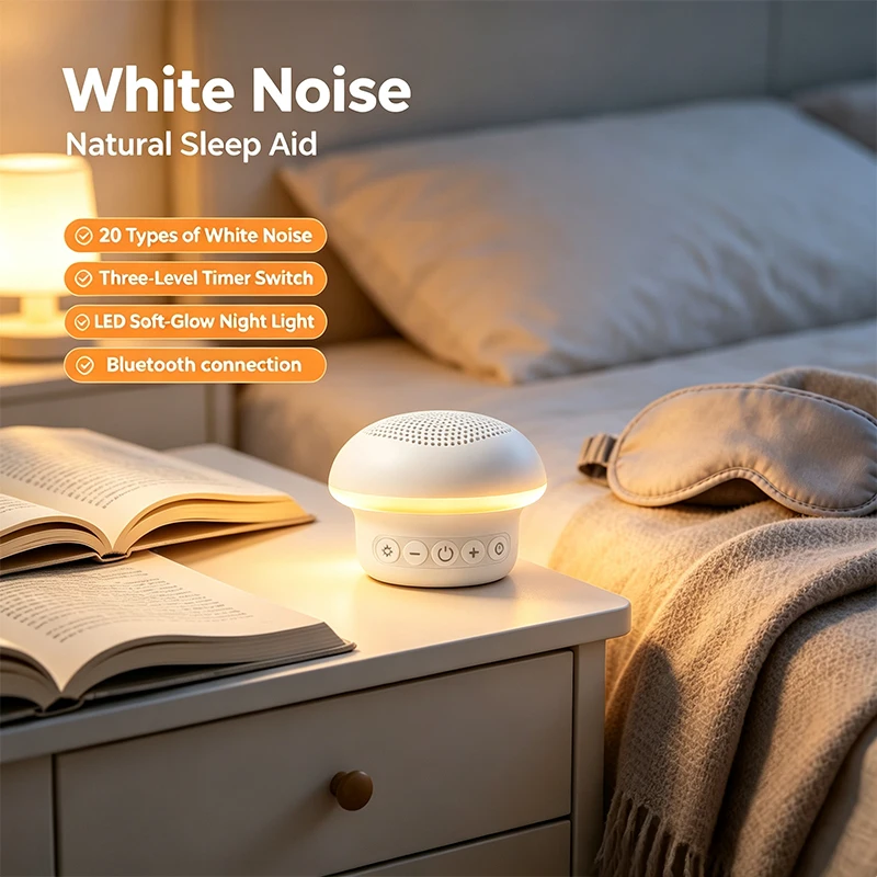 White Noise Machine Sleep - Speaker Bluetooth Mini dengan Lampu Malam